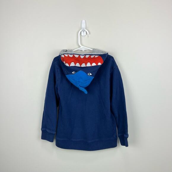 Mini Boden Navy Shark Zip Up Hoodie Sweatshirt 6-7 - Picture 7 of 9